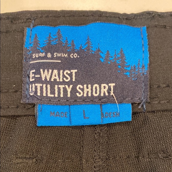 Surf & Swim Co. Short Hiking Swim E-Waist Utility Pockets Black Blue Size Large - Picture 2 of 14